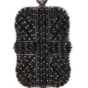 STEPHEN WEBSTER STERLING SILVER SAPPHIRE UNION JACK DOG TAG PENDANT NECKLACE